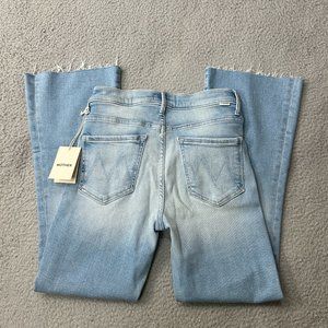 NEW Mother Jeans Women 26 Blue Denim Weekender Fray Flare Stretch Casual $258